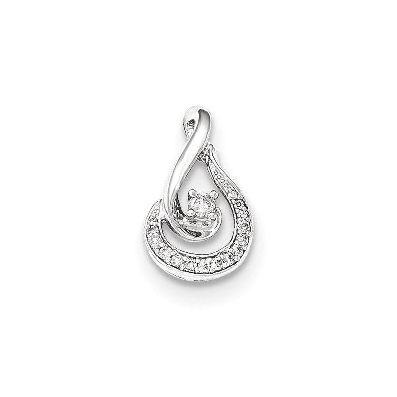 14K Weißgold Echt Diamant Tropfen Kette Anhänger
