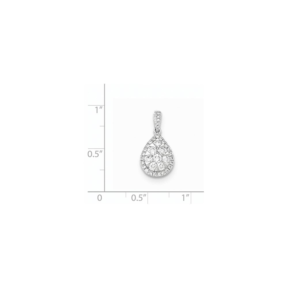 14K Weißgold Echtdiamant-Tropfenanhänger