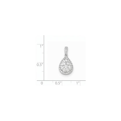 14K Weißgold Echtdiamant-Tropfenanhänger