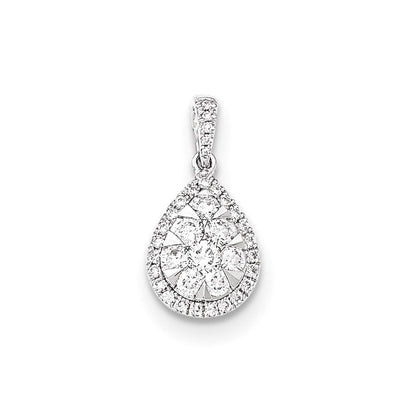 14K Weißgold Echtdiamant-Tropfenanhänger