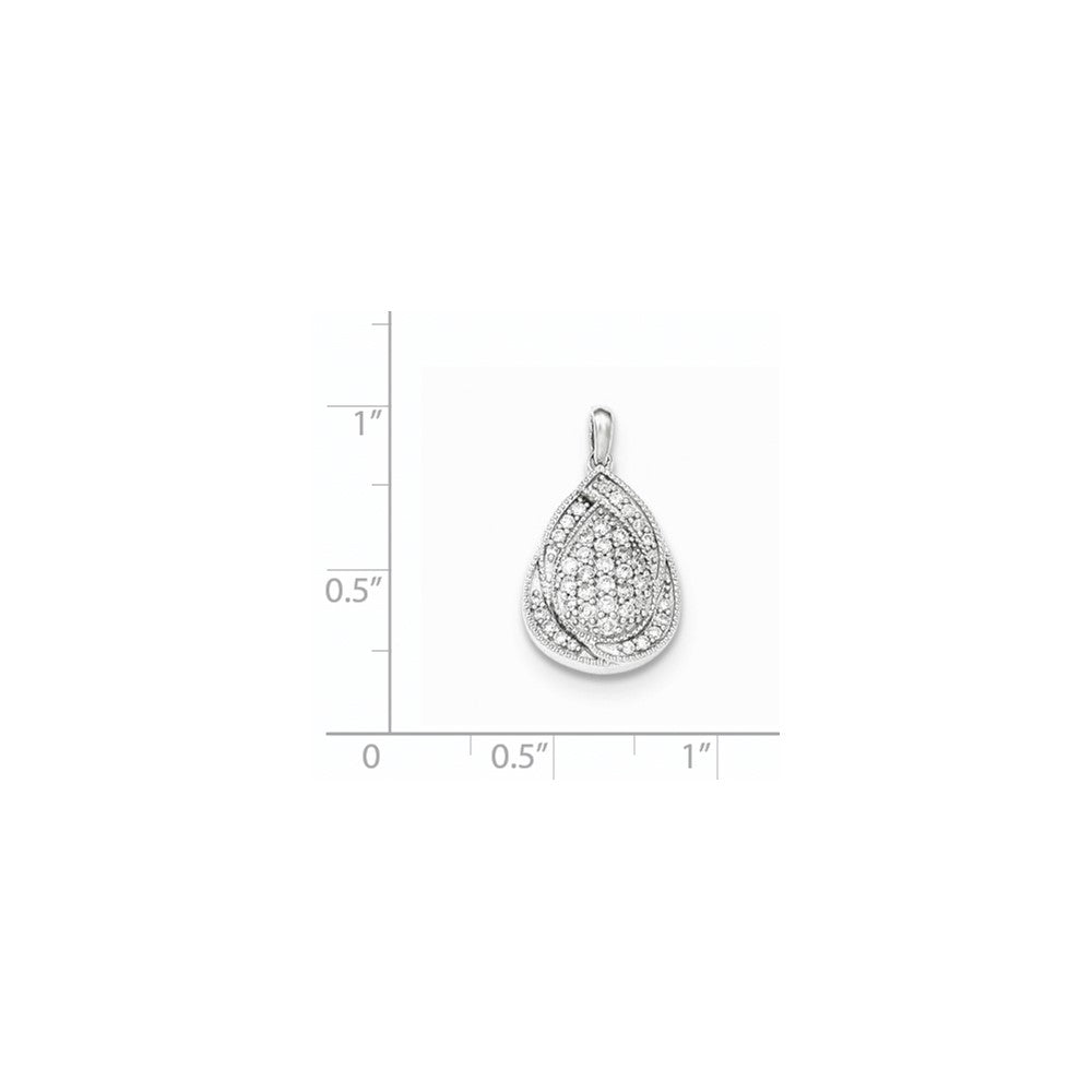 14K Weißgold Tropfenanhänger mit echtem Diamant