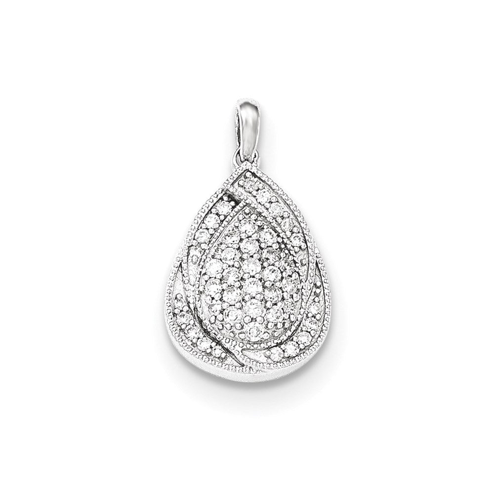 14K Weißgold Tropfenanhänger mit echtem Diamant