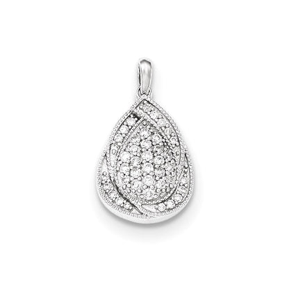 14K Weißgold Tropfenanhänger mit echtem Diamant