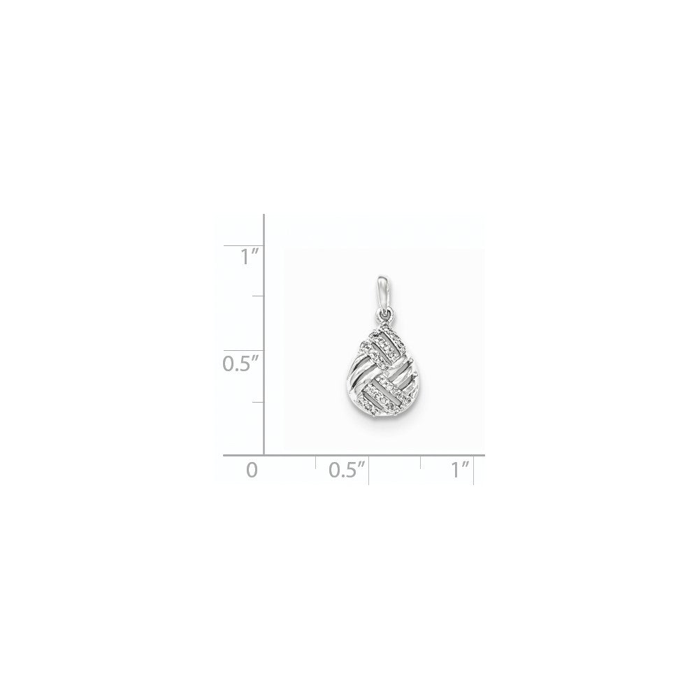 14K Weißgold Polierter Echter Diamant Tropfenanhänger Gewölbt