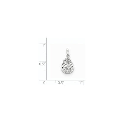 14K Weißgold Polierter Echter Diamant Tropfenanhänger Gewölbt