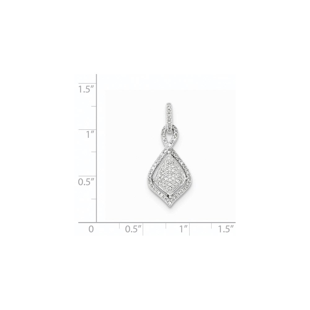 14K Weißgold Anhänger mit echten Pavé-Diamanten