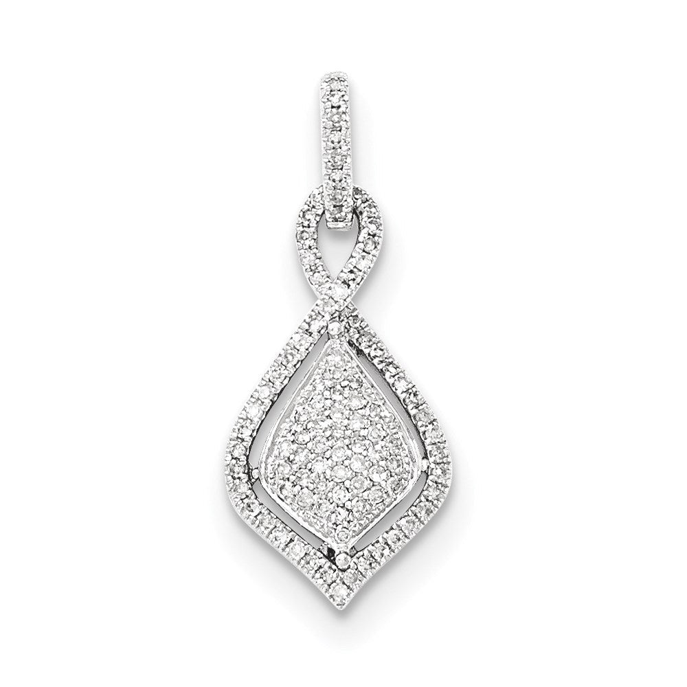 14K Weißgold Anhänger mit echten Pavé-Diamanten