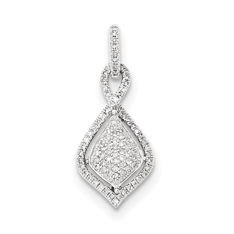 14K Weißgold Anhänger mit echten Pavé-Diamanten