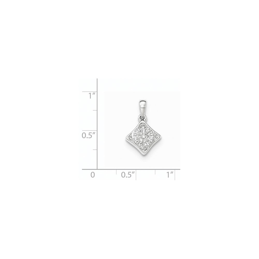 14K Weißgold Quadrat-Anhänger mit echten Diamanten