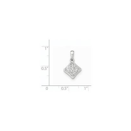 14K Weißgold Quadrat-Anhänger mit echten Diamanten