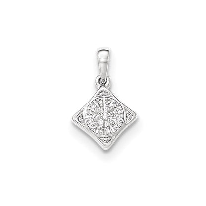 14K Weißgold Quadrat-Anhänger mit echten Diamanten