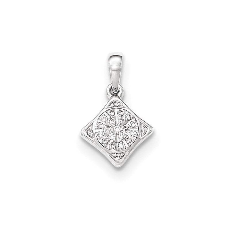 14K Weißgold Quadrat-Anhänger mit echten Diamanten