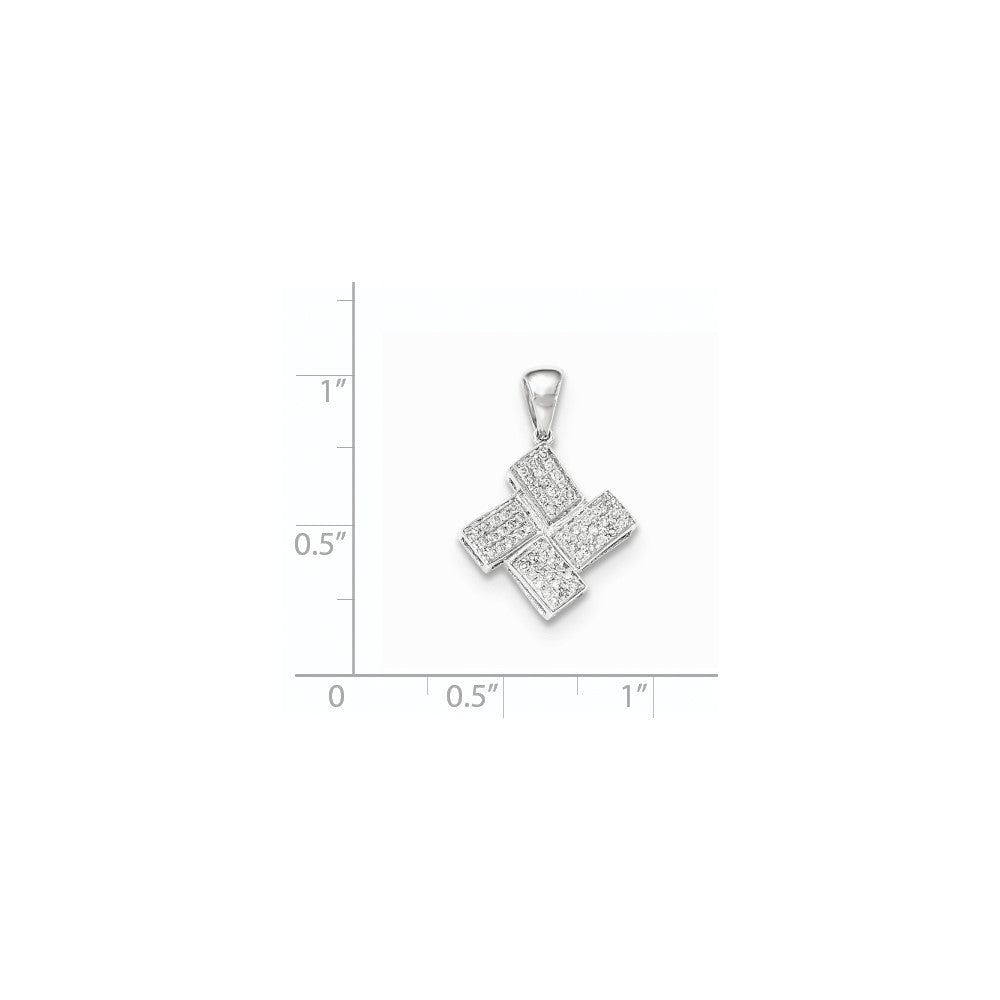 14K Weißgold Anhänger mit Pavé-Quadraten aus echten Diamanten