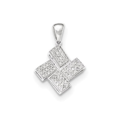 14K Weißgold Anhänger mit Pavé-Quadraten aus echten Diamanten