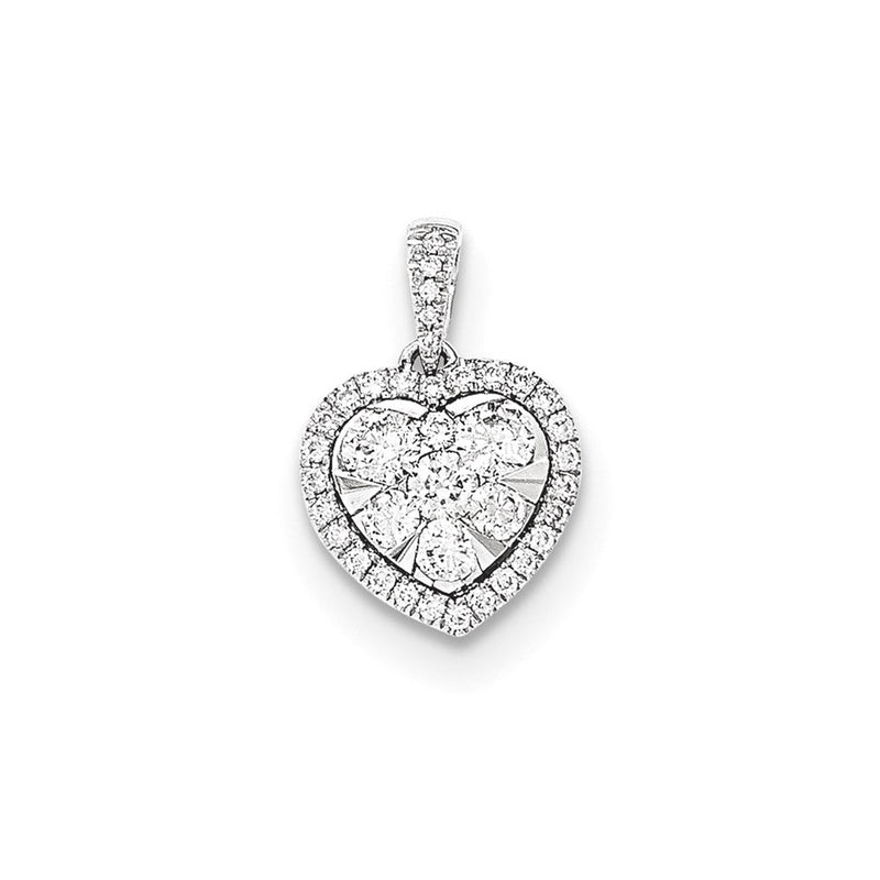 14K Weißgold Herz-Anhänger mit echtem Diamant