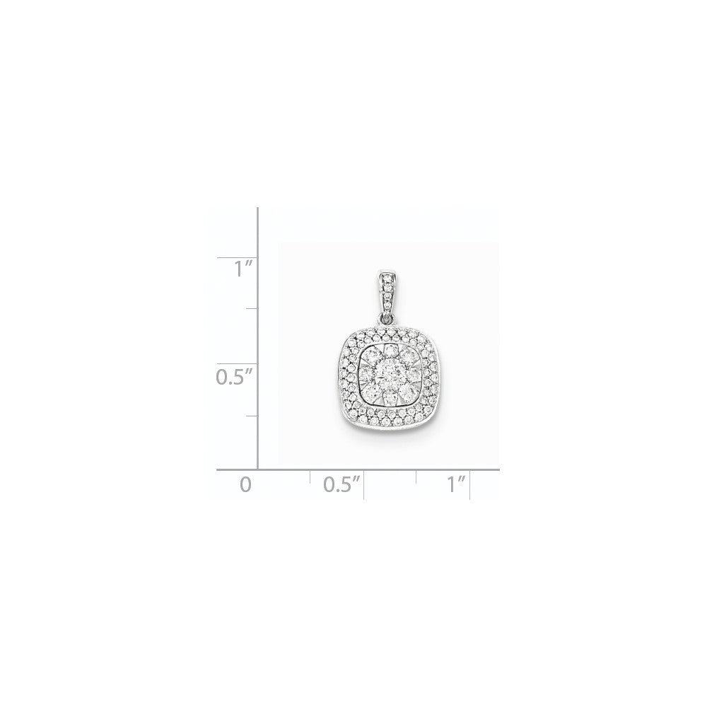 14 Karat Weißgold Echtdiamant-Anhänger, quadratisch