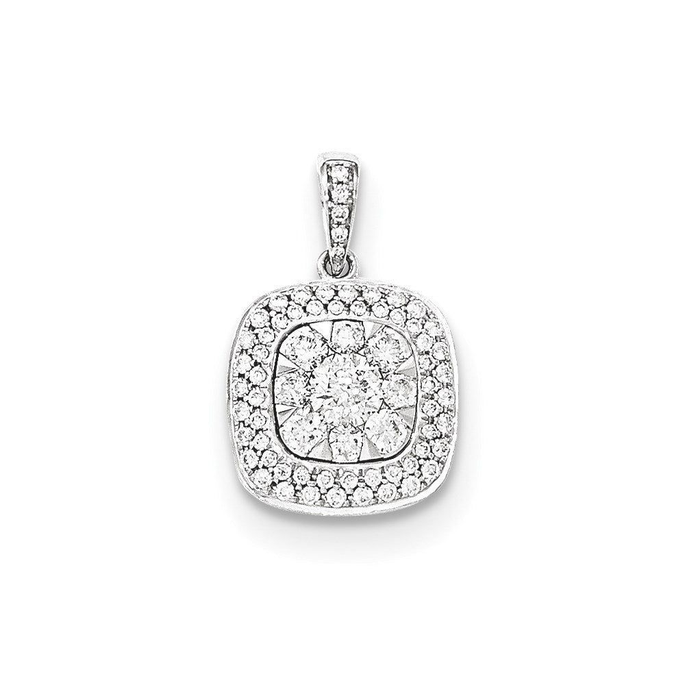 14 Karat Weißgold Echtdiamant-Anhänger, quadratisch