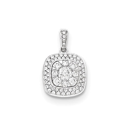 14 Karat Weißgold Echtdiamant-Anhänger, quadratisch