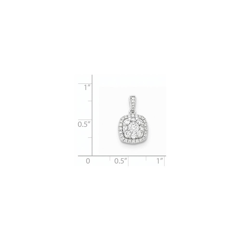 14K Weißgold Quadratischer Anhänger mit echtem Diamant