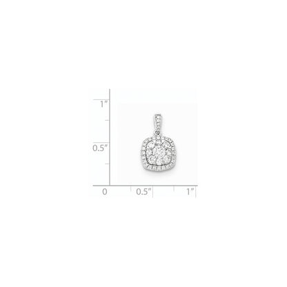 14K Weißgold Quadratischer Anhänger mit echtem Diamant