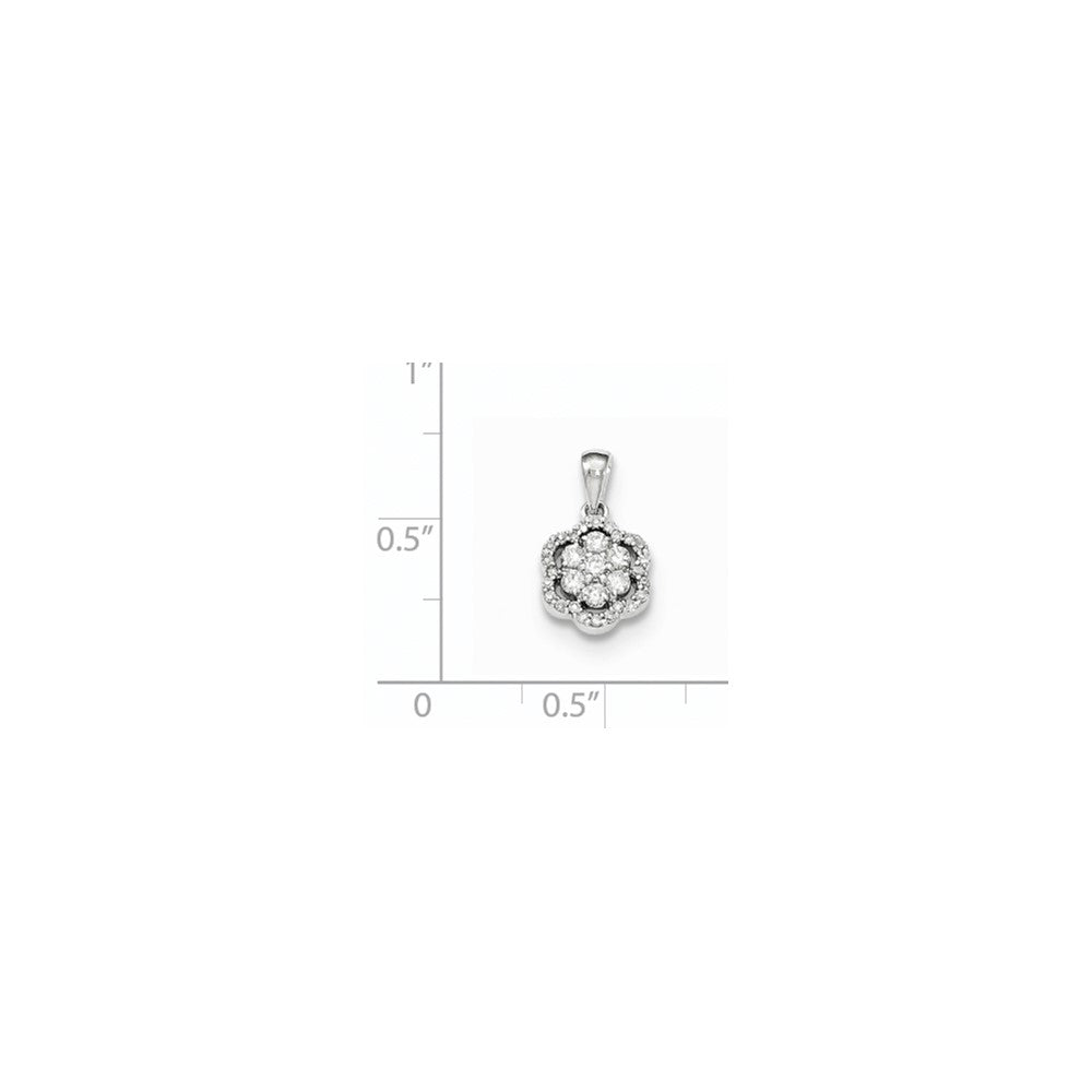 14K Weißgold Blumenanhänger mit echten Diamanten