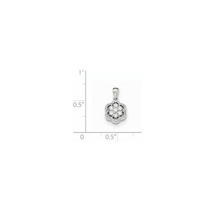 14K Weißgold Blumenanhänger mit echten Diamanten