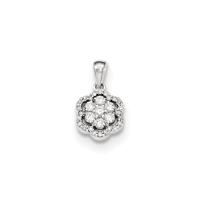 14K Weißgold Blumenanhänger mit echten Diamanten