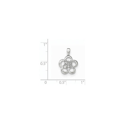Blumenanhänger aus 14K Weißgold mit echtem Diamanten in der Mitte