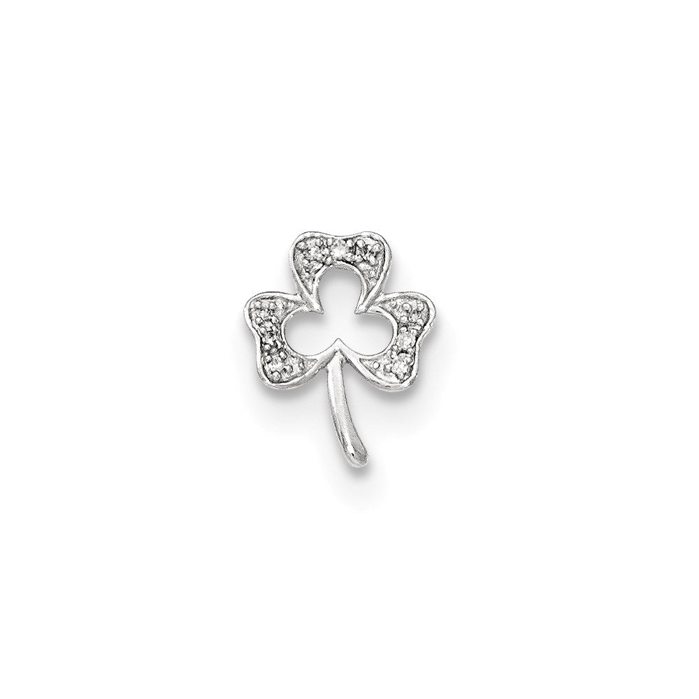 14K Weißgold Echt Diamant Klee Kette Anhänger