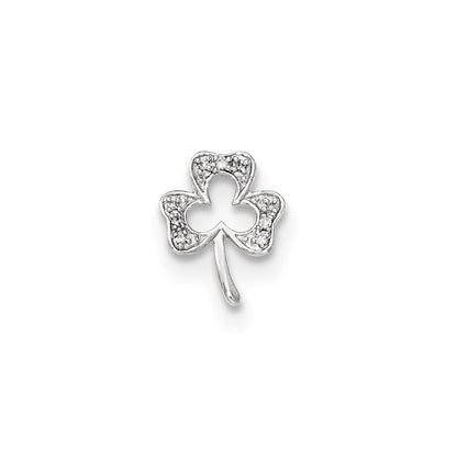 14K Weißgold Echt Diamant Klee Kette Anhänger