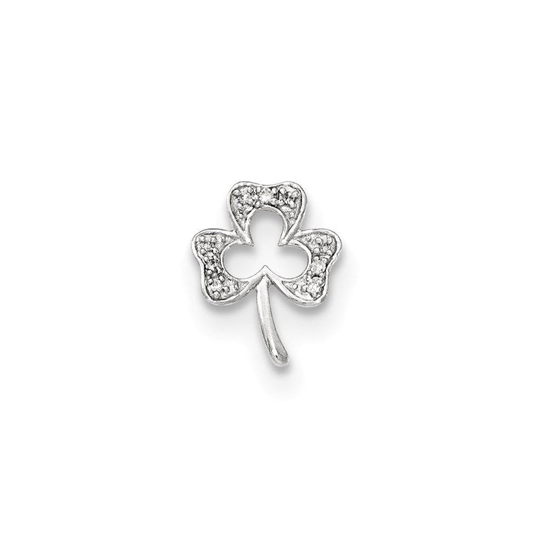14K Weißgold Echt Diamant Klee Kette Anhänger
