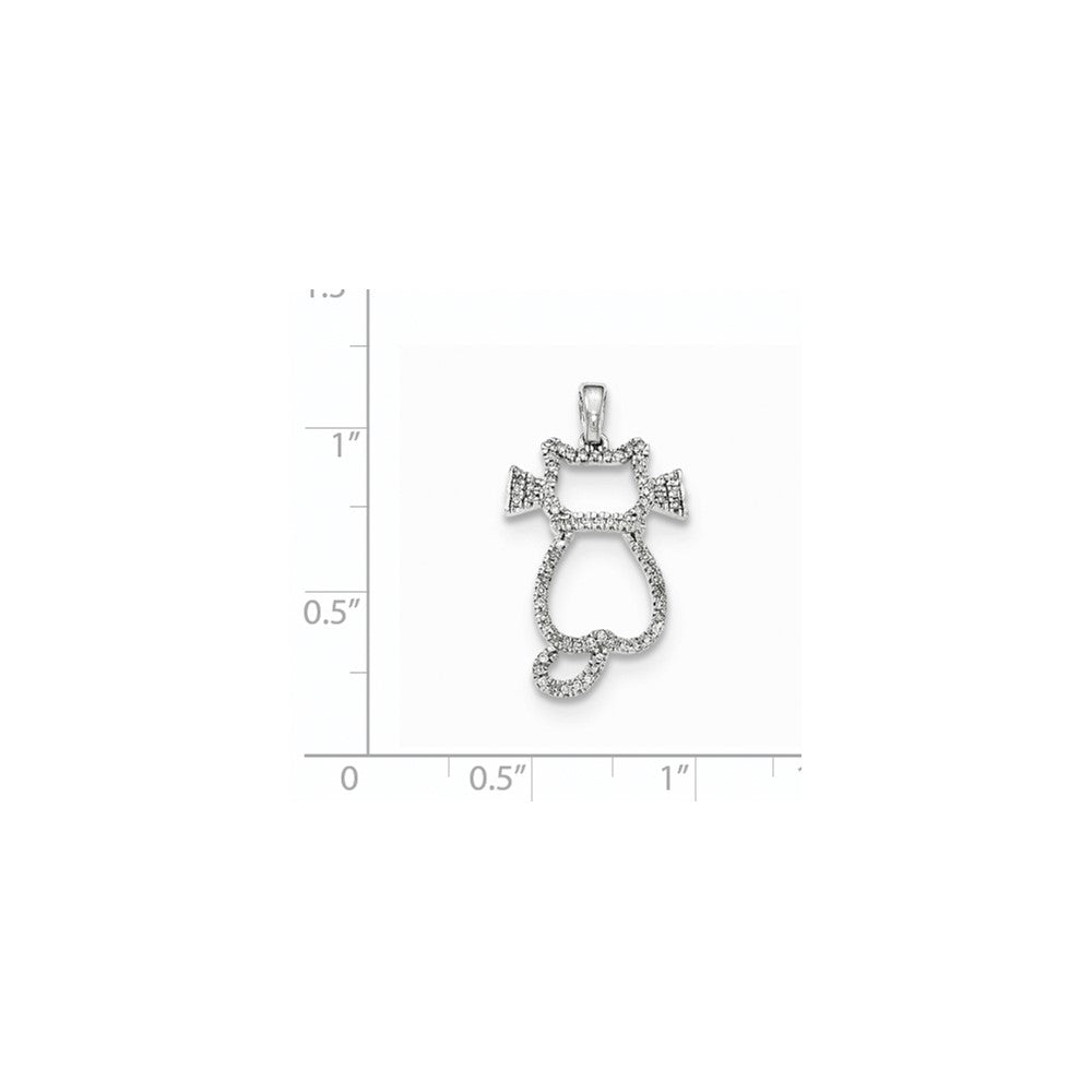14K Weißgold Katzen-Anhänger mit echtem Diamant
