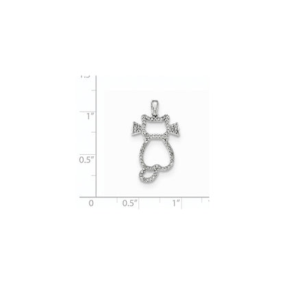 14K Weißgold Katzen-Anhänger mit echtem Diamant