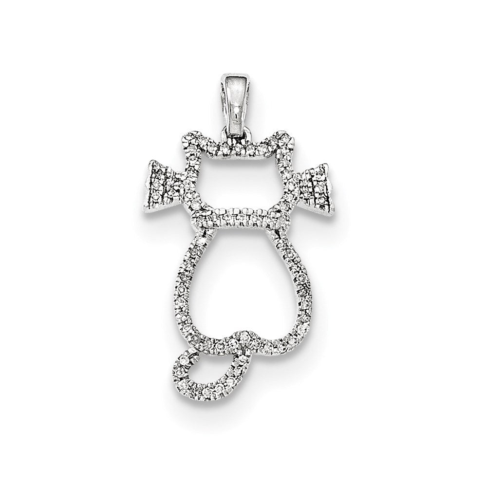14K Weißgold Katzen-Anhänger mit echtem Diamant