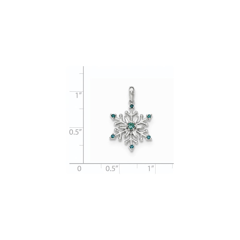 14K Weißgold Schneeflocken-Anhänger mit blauen und weißen Diamanten