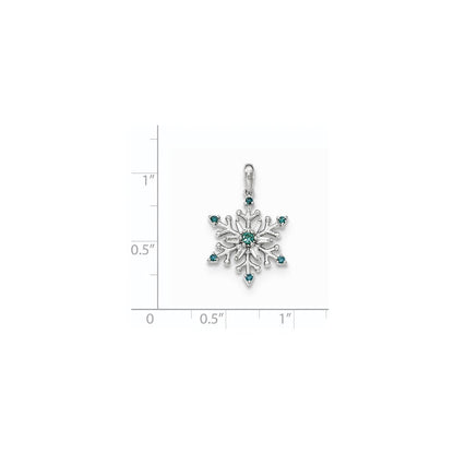 14K Weißgold Schneeflocken-Anhänger mit blauen und weißen Diamanten