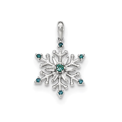 14K Weißgold Schneeflocken-Anhänger mit blauen und weißen Diamanten