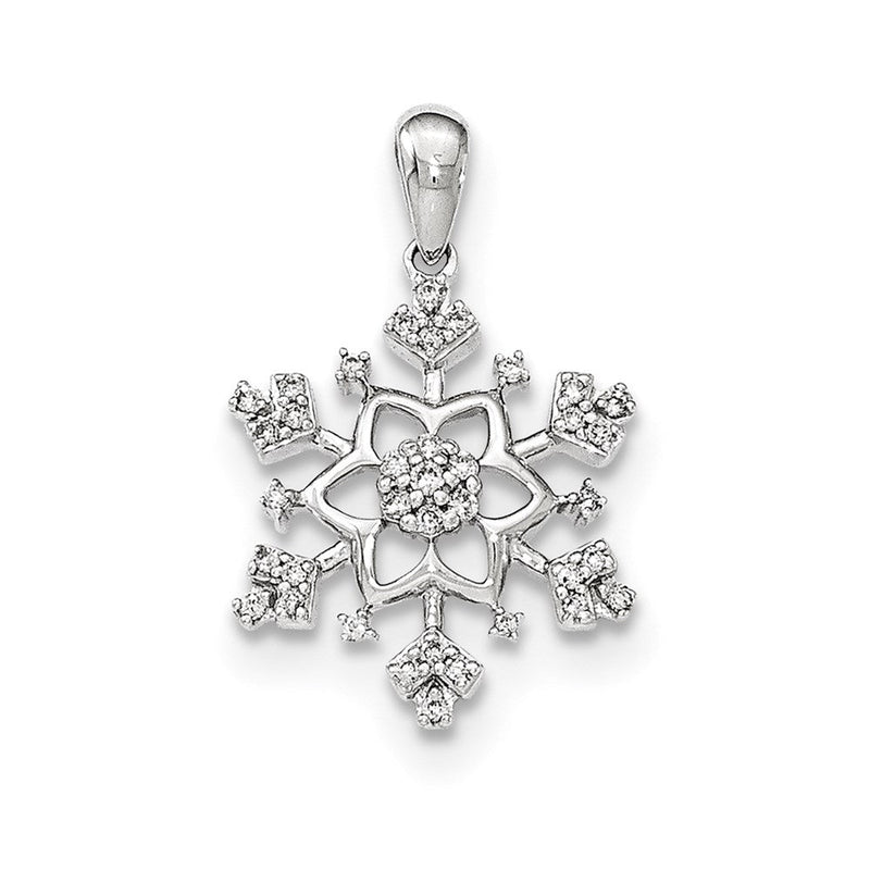 14K Weißgold Diamant-Schneeflocken-Anhänger