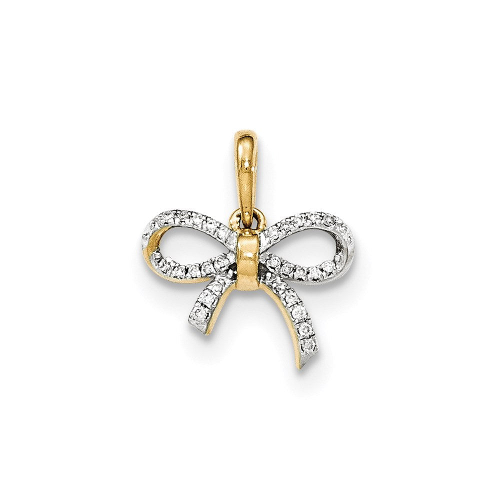 14K Gelbgold Polierter Echter Diamant-Schleifen-Anhänger