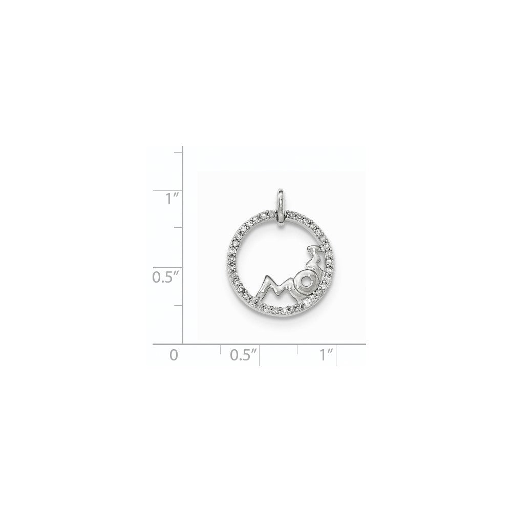 14 Karat Weißgold Anhänger mit echtem rundem Diamant „Mom“