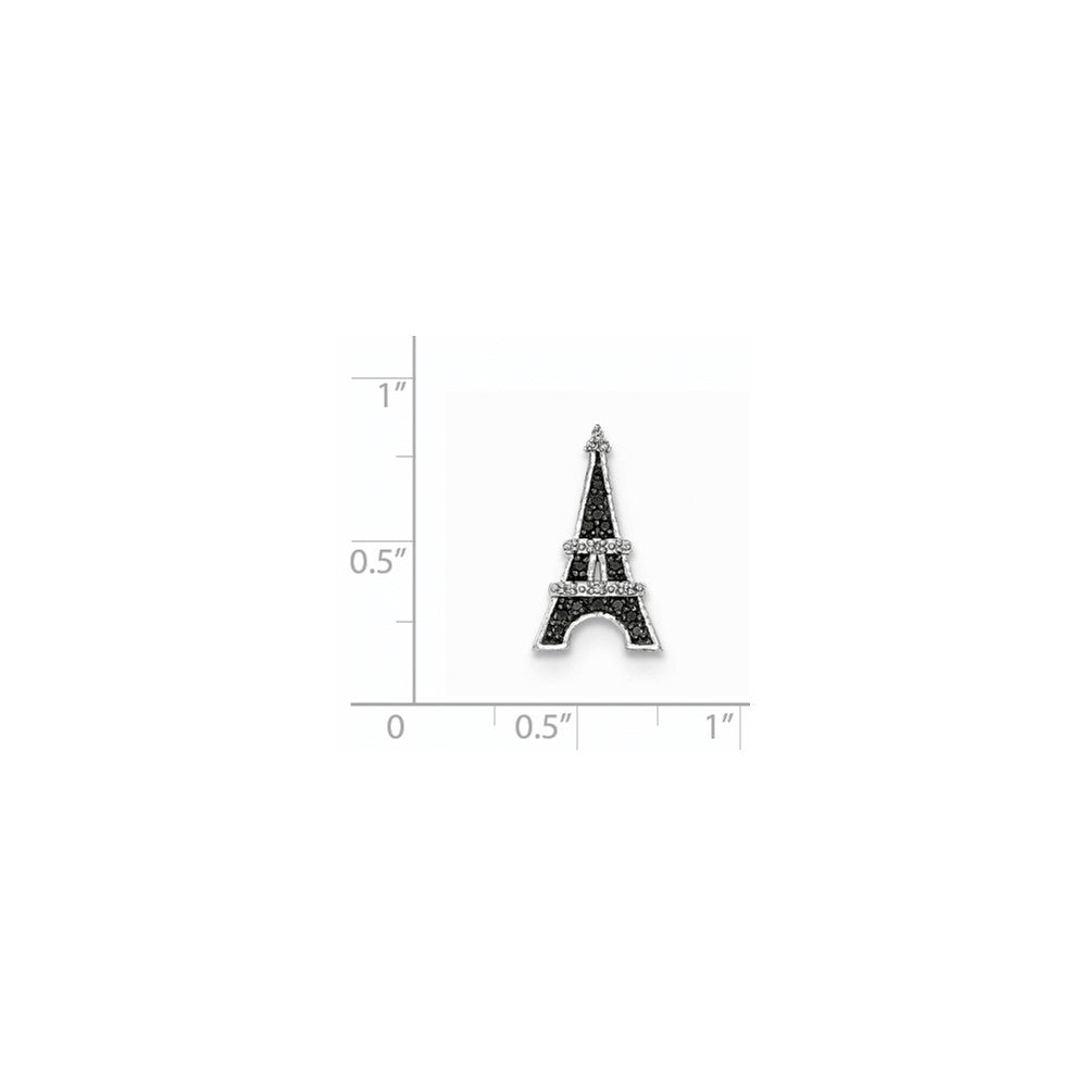 14kt Weißgold Echt Diamant/black Echt Diamant Eiffel Tower Kette Anhänger Kette Anhänger