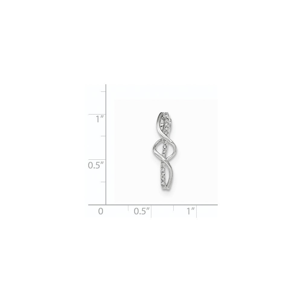 14K Weißgold Polierter Echter Diamant Twist-Ketten-Gleitanhänger