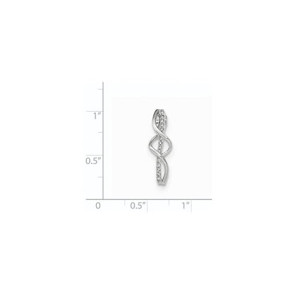 14K Weißgold Polierter Echter Diamant Twist-Ketten-Gleitanhänger