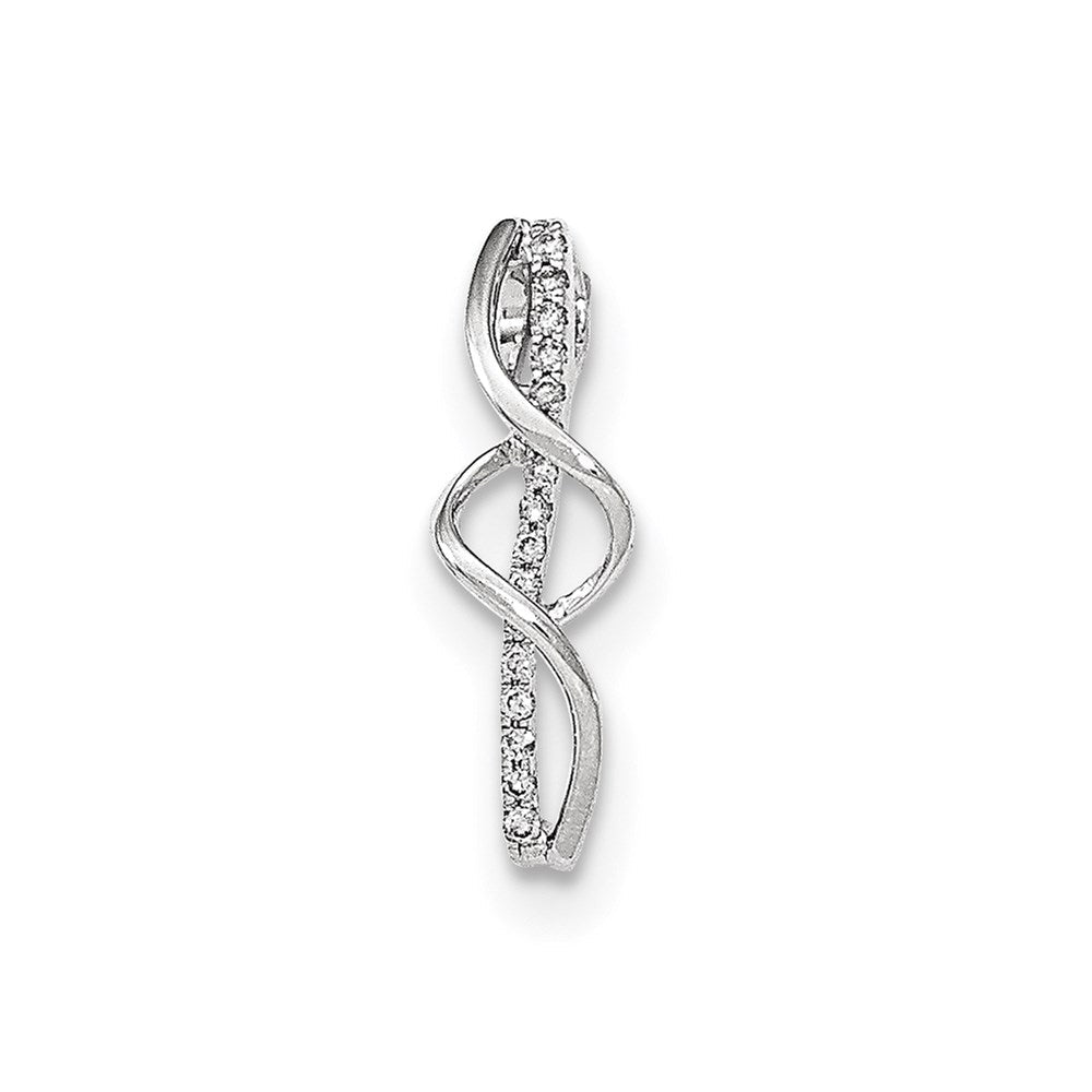 14K Weißgold Polierter Echter Diamant Twist-Ketten-Gleitanhänger
