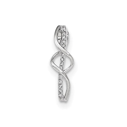 14K Weißgold Polierter Echter Diamant Twist-Ketten-Gleitanhänger