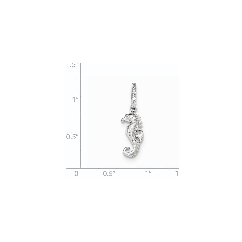 14K Weißgold Anhänger Seepferdchen mit echten Diamanten