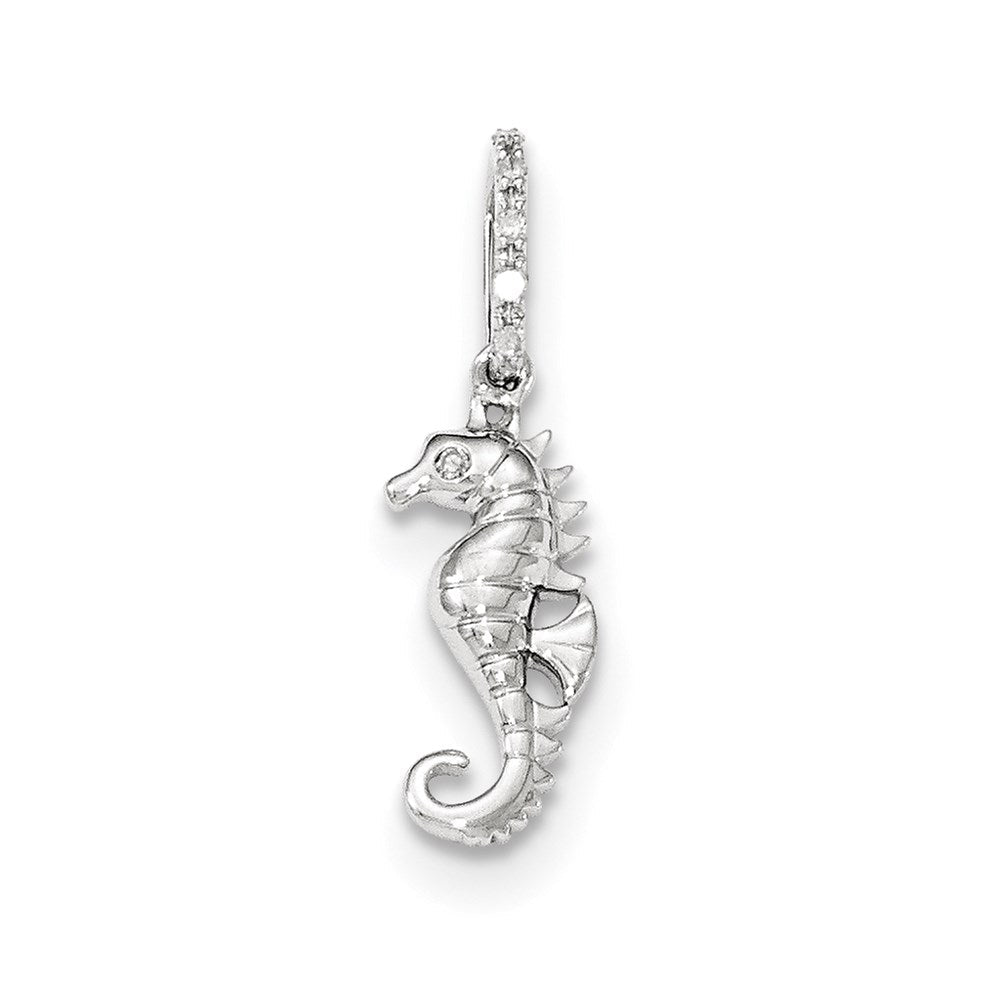 14K Weißgold Anhänger Seepferdchen mit echten Diamanten