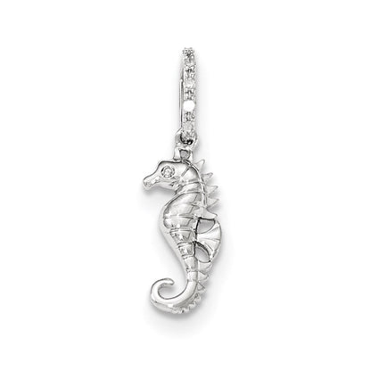 14K Weißgold Anhänger Seepferdchen mit echten Diamanten
