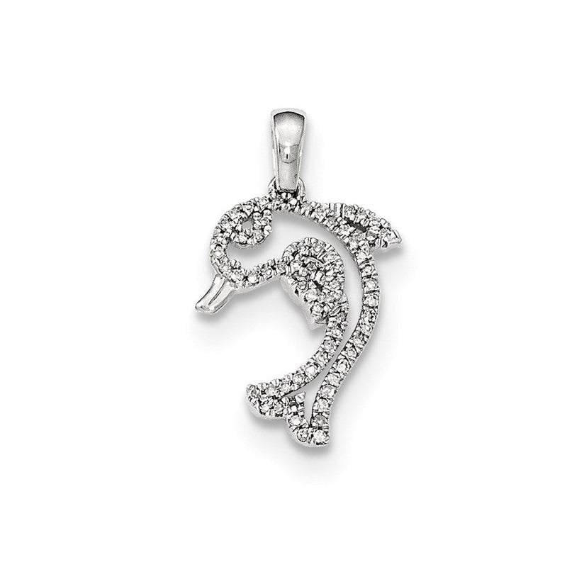14K Weißgold Delfin-Anhänger mit Diamant