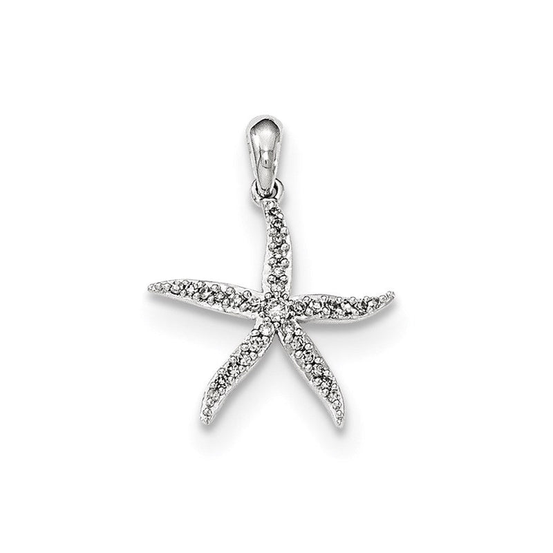 14K Weißgold Anhänger mit poliertem echtem Diamant